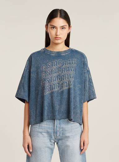 Camiseta Washed Multi Logo Oversized